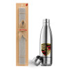 Easter Set, metallic stainless thermos flask (500ml) & scented flat Easter candle (30cm) (GRAY)