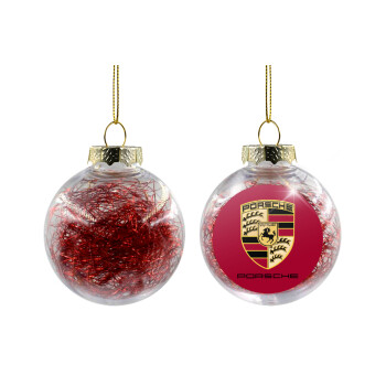 Porsche, Transparent Christmas tree ball ornament with red filling 8cm