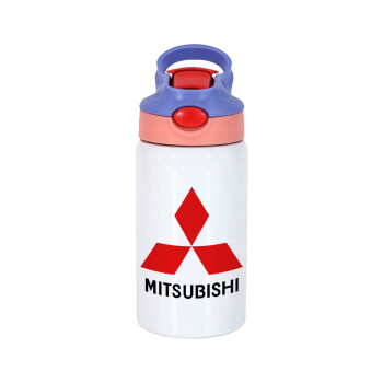 mitsubishi, Παιδικό παγούρι θερμό, ανοξείδωτο, με καλαμάκι ασφαλείας, ροζ/μωβ (350ml)