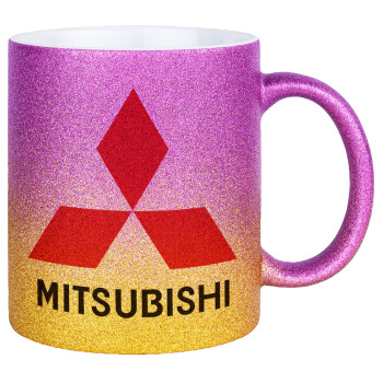 mitsubishi, Κούπα Χρυσή/Ροζ Glitter, κεραμική, 330ml