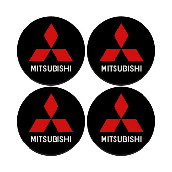 mitsubishi, SET of 4 round wooden coasters (9cm)