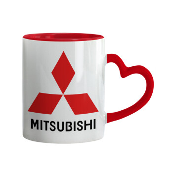 mitsubishi, Κούπα καρδιά χερούλι κόκκινη, κεραμική, 330ml
