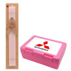 Easter Set, children's snack container PINK & scented flat Easter candle (30cm) (PINK)