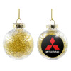 Transparent Christmas tree ball ornament with gold filling 8cm