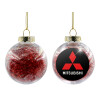 Transparent Christmas tree ball ornament with red filling 8cm