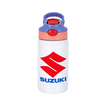 SUZUKI, Παιδικό παγούρι θερμό, ανοξείδωτο, με καλαμάκι ασφαλείας, ροζ/μωβ (350ml)