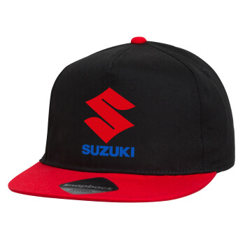 SUZUKI, Καπέλο παιδικό Flat Snapback, Μαύρο/Κόκκινο (100% ΒΑΜΒΑΚΕΡΟ, ΠΑΙΔΙΚΟ, UNISEX, ONE SIZE)