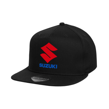 SUZUKI, Καπέλο παιδικό Flat Snapback, Μαύρο (100% ΒΑΜΒΑΚΕΡΟ, ΠΑΙΔΙΚΟ, UNISEX, ONE SIZE)