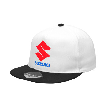 SUZUKI, Καπέλο Ενηλίκων Flat Snapback Λευκό/Μαύρο, (POLYESTER, ΕΝΗΛΙΚΩΝ, UNISEX, ONE SIZE)