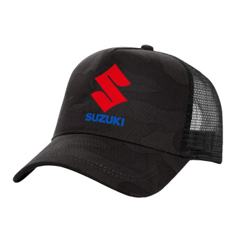 SUZUKI, Adult Structured Trucker Hat, with Mesh, Dark Army (100% COTTON, ADULT, UNISEX, ONE SIZE)