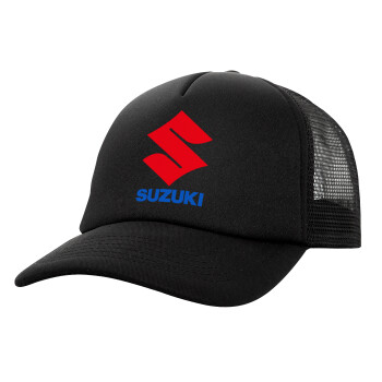 SUZUKI, Καπέλο Ενηλίκων Soft Trucker με Δίχτυ Μαύρο (POLYESTER, ΕΝΗΛΙΚΩΝ, UNISEX, ONE SIZE)