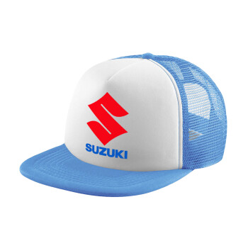 SUZUKI, Child's Soft Trucker Hat with Blue/White Mesh (POLYESTER, CHILD, ONE SIZE)