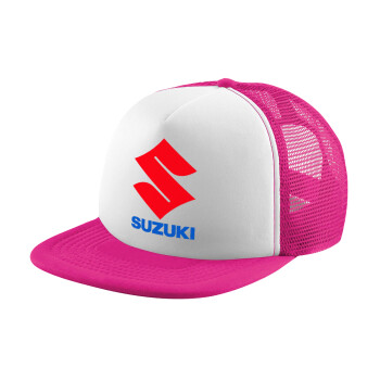 SUZUKI, Adult Soft Trucker Hat with Pink/White Mesh (POLYESTER, ADULT, UNISEX, ONE SIZE)