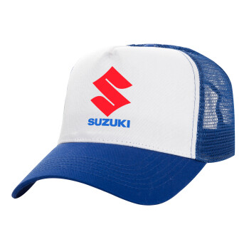 SUZUKI, Καπέλο Ενηλίκων Structured Trucker, με Δίχτυ, ΛΕΥΚΟ/ΜΠΛΕ (100% ΒΑΜΒΑΚΕΡΟ, ΕΝΗΛΙΚΩΝ, UNISEX, ONE SIZE)