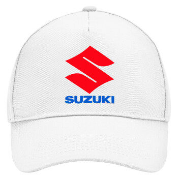 SUZUKI, Adult Baseball Cap, Drill, White (100% COTTON, ADULT, UNISEX, ONE SIZE)