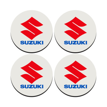 SUZUKI, SET of 4 round wooden coasters (9cm)