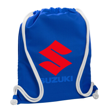 SUZUKI, Τσάντα πλάτης πουγκί GYMBAG Μπλε, με τσέπη (40x48cm) & χονδρά κορδόνια