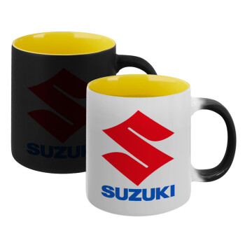 SUZUKI, Κούπα Μαγική εσωτερικό κίτρινη, κεραμική 330ml που αλλάζει χρώμα με το ζεστό ρόφημα (1 τεμάχιο)