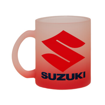 SUZUKI, Κούπα γυάλινη δίχρωμη με βάση το κόκκινο ματ, 330ml