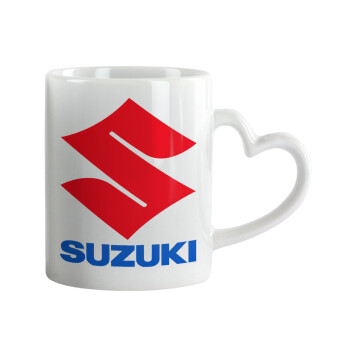 SUZUKI, Κούπα καρδιά χερούλι λευκή, κεραμική, 330ml