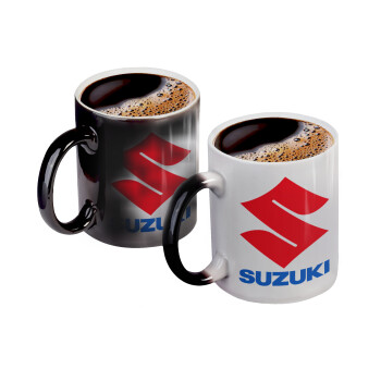 SUZUKI, Color changing magic Mug, ceramic, 330ml when adding hot liquid inside, the black colour desappears (1 pcs)