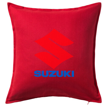 SUZUKI, Μαξιλάρι καναπέ Κόκκινο 100% βαμβάκι, περιέχεται το γέμισμα (50x50cm)