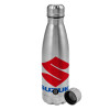 Metallic water bottle, stainless steel, 750ml