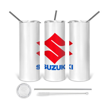 SUZUKI, Tumbler ποτήρι θερμό από ανοξείδωτο ατσάλι 600ml, με μεταλλικό καλαμάκι & βούρτσα καθαρισμού