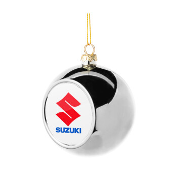 SUZUKI, Silver 8cm Christmas tree ball ornament