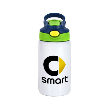 smart, Children's hot water bottle, stainless steel, with safety straw, green, blue (350ml)