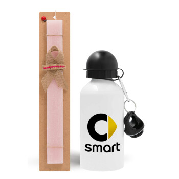 smart, Easter Set, metallic aluminum bottle (500ml) & aromatic flat Easter candle (30cm) (PINK)