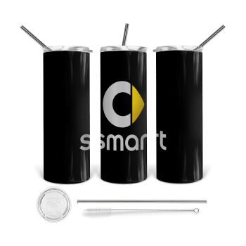 smart, 360 Eco friendly ποτήρι θερμό (tumbler) από ανοξείδωτο ατσάλι 600ml, με μεταλλικό καλαμάκι & βούρτσα καθαρισμού