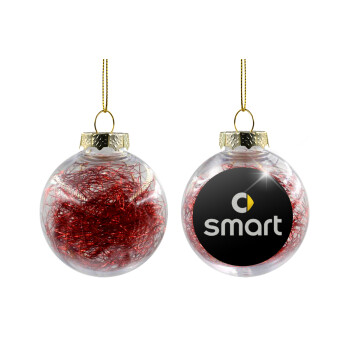 smart, Transparent Christmas tree ball ornament with red filling 8cm