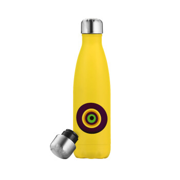 Το μάτι, Yellow Stainless Steel Metallic Thermos, double-walled, 500ml