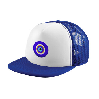 Το μάτι, Adult Soft Trucker Hat with Blue/White Mesh (POLYESTER, ADULT, UNISEX, ONE SIZE)