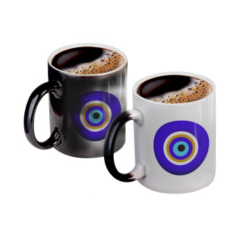 Το μάτι, Color changing magic Mug, ceramic, 330ml when adding hot liquid inside, the black colour desappears (1 pcs)