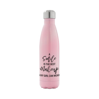 A slime is the best makeup any girl can wear, Metal mug thermos Pink Iridiscent (Stainless steel), double wall, 500ml