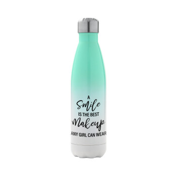 A slime is the best makeup any girl can wear, Metal mug thermos Green/White (Stainless steel), double wall, 500ml