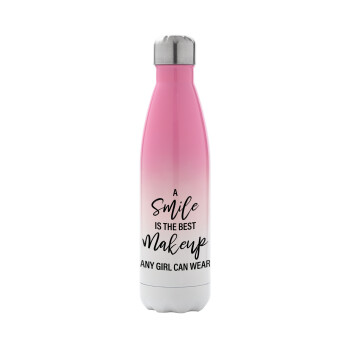 A slime is the best makeup any girl can wear, Metal mug thermos Pink/White (Stainless steel), double wall, 500ml