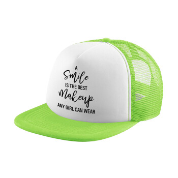 A slime is the best makeup any girl can wear, Καπέλο παιδικό Soft Trucker με Δίχτυ ΠΡΑΣΙΝΟ/ΛΕΥΚΟ (POLYESTER, ΠΑΙΔΙΚΟ, ONE SIZE)