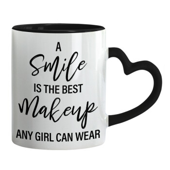 A slime is the best makeup any girl can wear, Mug heart black handle, ceramic, 330ml