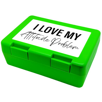 I love my attitude problem, Children's cookie container GREEN 185x128x65mm (BPA free plastic)