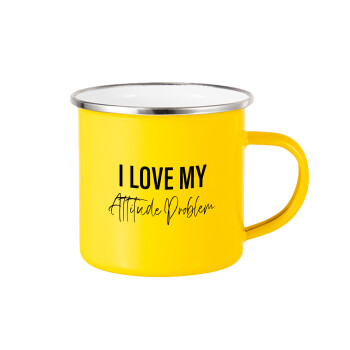 I love my attitude problem, Yellow Enamel Metallic Cup 360ml