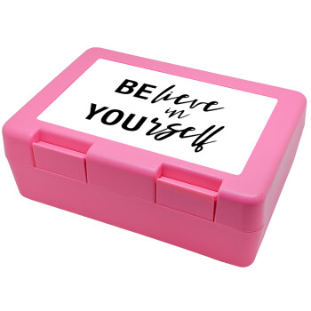 Believe in your self, Children's cookie container PINK 185x128x65mm (BPA free plastic)