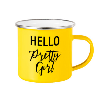 Hello pretty girl, Yellow Enamel Metallic Cup 360ml