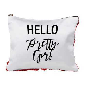 Hello pretty girl, Red sequin cosmetic bag