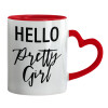 Mug heart red handle, ceramic, 330ml