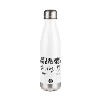 Be the girl who decided to, Metal mug thermos White (Stainless steel), double wall, 500ml