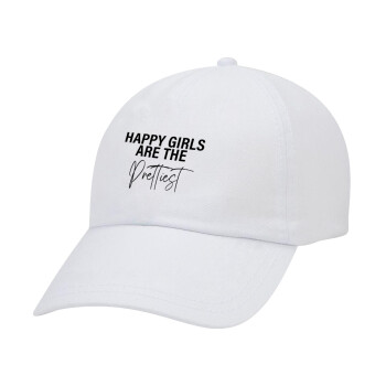 Happy girls are the prettiest, Καπέλο Ενηλίκων Baseball Λευκό 5-φύλλο (POLYESTER, ΕΝΗΛΙΚΩΝ, UNISEX, ONE SIZE)