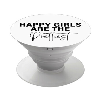 Happy girls are the prettiest, Phone Holders Stand  White Hand-held Mobile Phone Holder